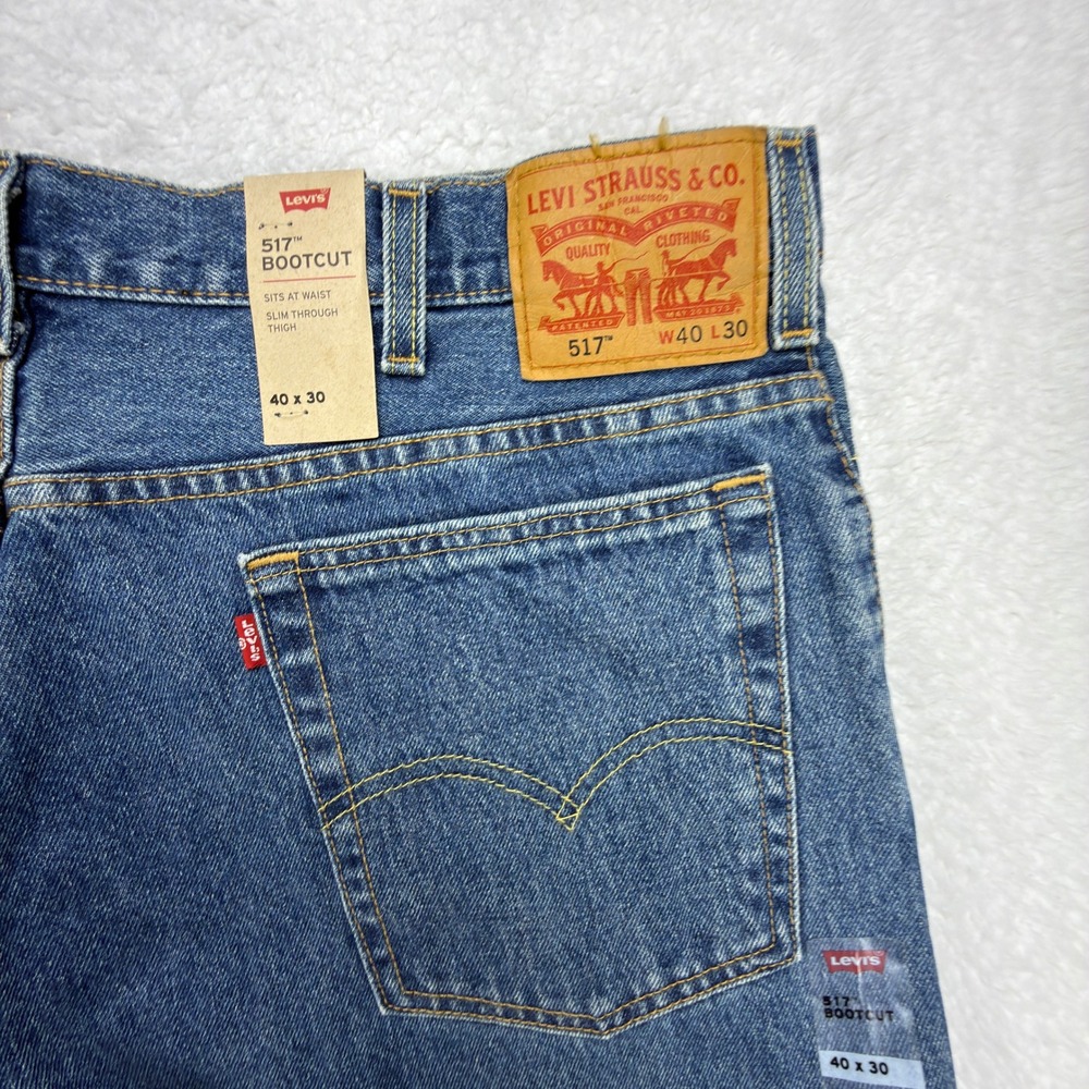 Levis 517 Boot Cut Denim Jeans Mens 40x30 Blue NWT